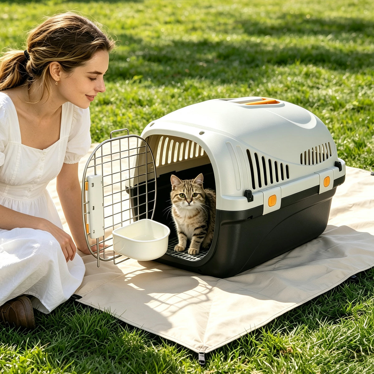Plastic Cat Carrier Top Load – Airline & Travel-Ready Pet Carrier for Small Dogs & Cats - TailTiddy