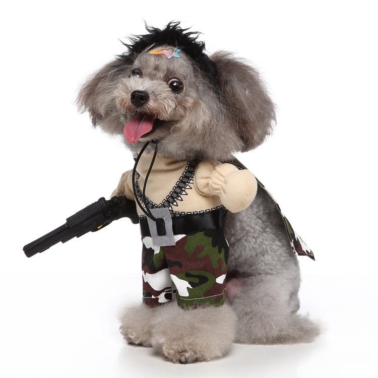Cosplay Pet Standing Outfit – Funny Dog Costume with Hat, Clothes, and Cloak for Halloween & Christmas - TailTiddy