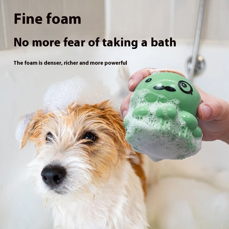 Silicone Pet Bath & Massage Brush – Ergonomic Design with One-Click Liquid Dispensing - TailTiddy