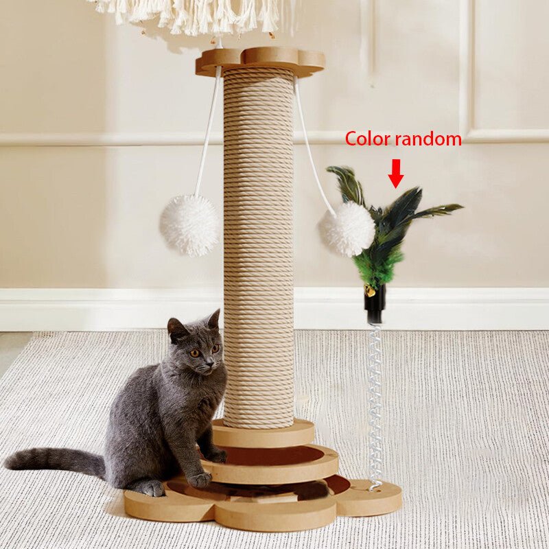 LARGE TALL CAT SCRATCHING POST STRONG NATURAL SISAL POLE HEAVY DUTY BASE 46CM - TailTiddy