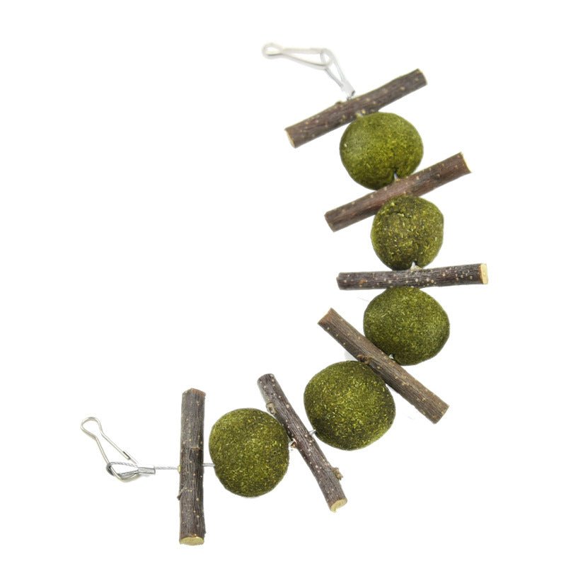 Natural Pet Molar Toy Set – 5 Grass Balls & 6 Apple Branches - TailTiddy