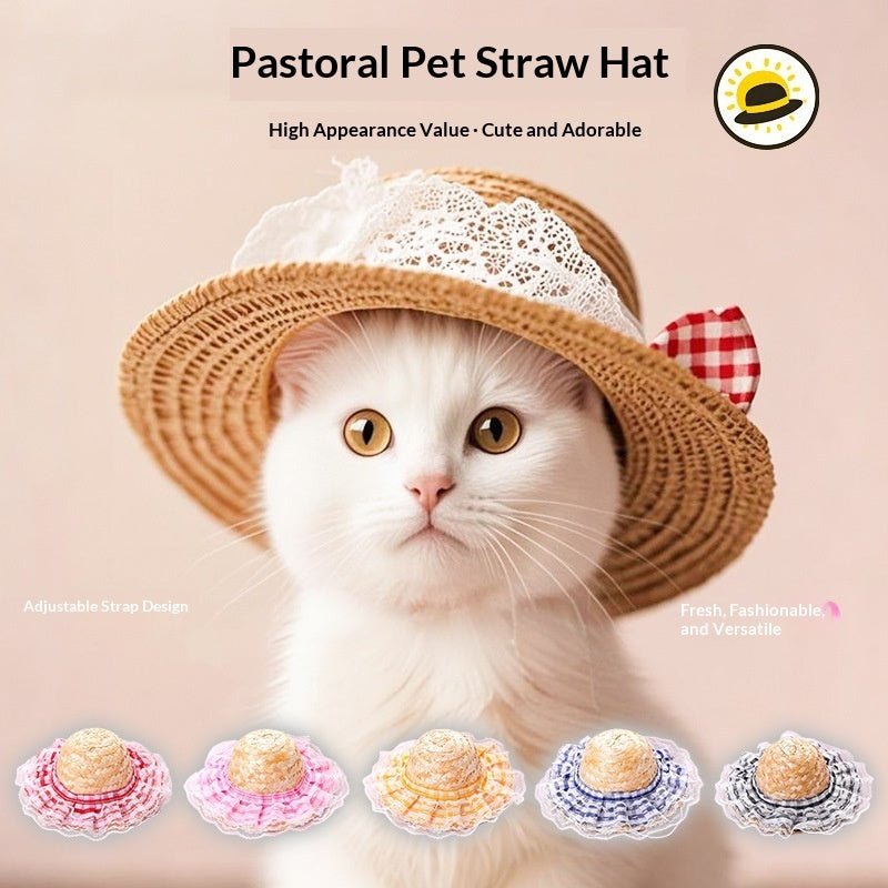 Retro-cute Sun Hat For Pet Cats - TailTiddy