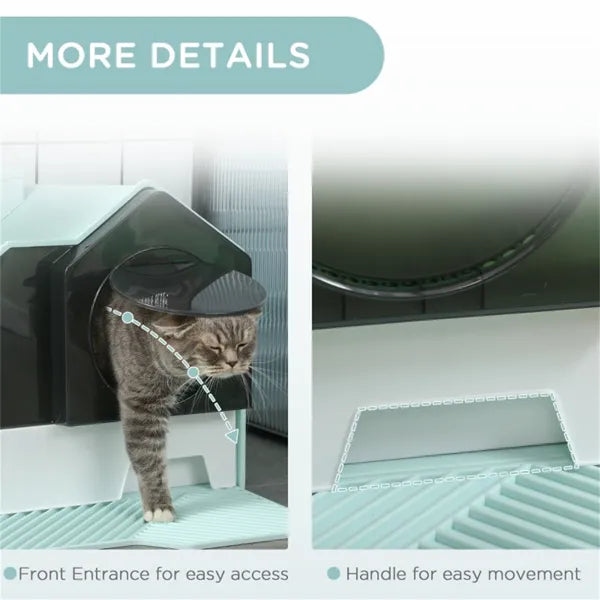 Cat Litter Box – Fully Enclosed House Design with Drawer, Deodorizers, Scoop, and Mat - TailTiddy