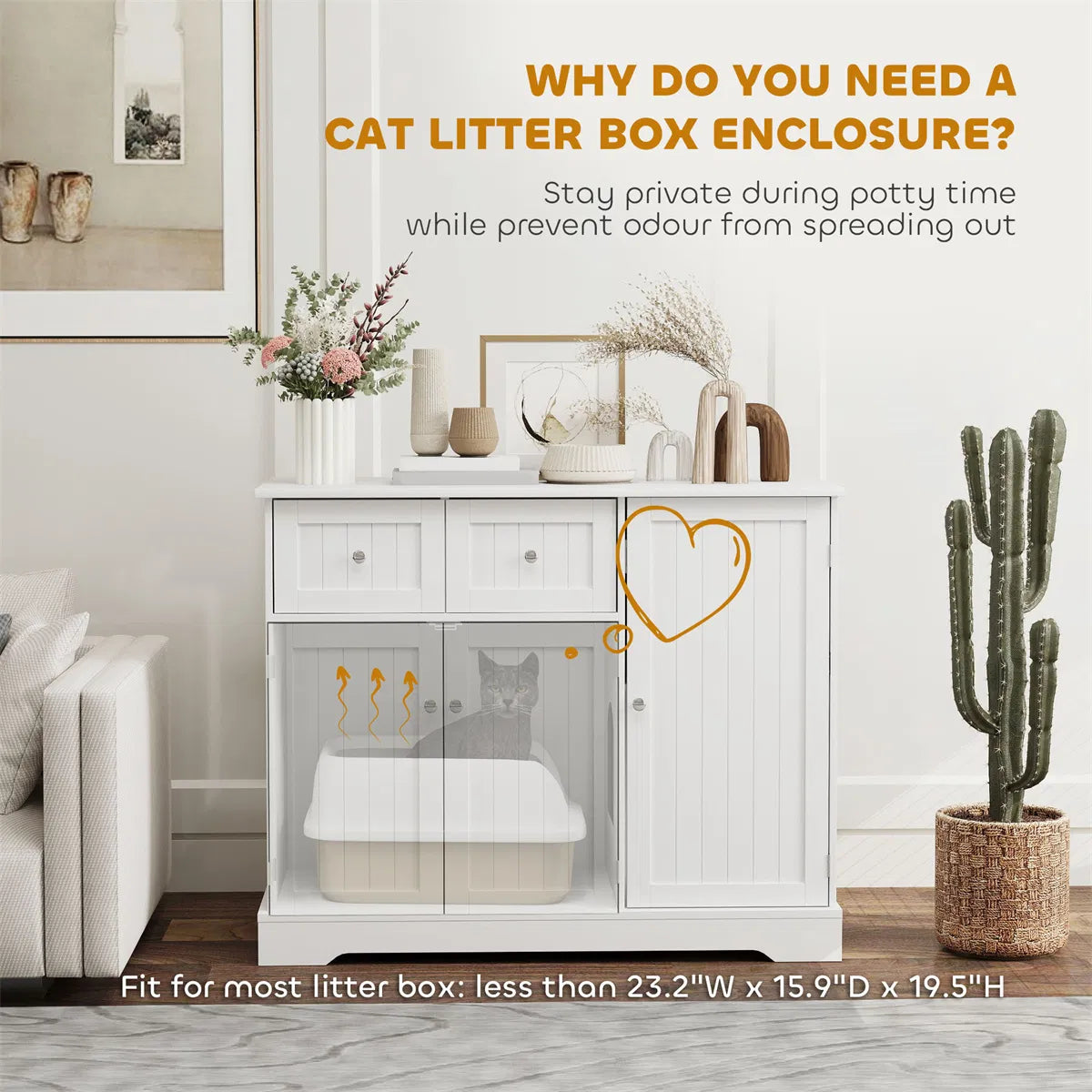 Cat Litter Box, Cat Litter Box Enclosure - TailTiddy