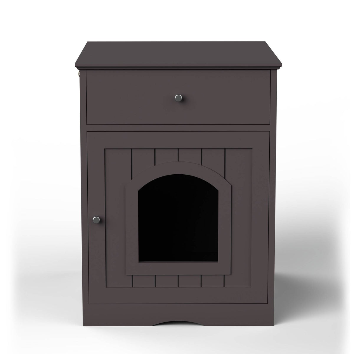 Wooden Pet House Cat Litter Box Enclosure with Drawer & Side Table – Indoor Pet Crate & Nightstand - TailTiddy