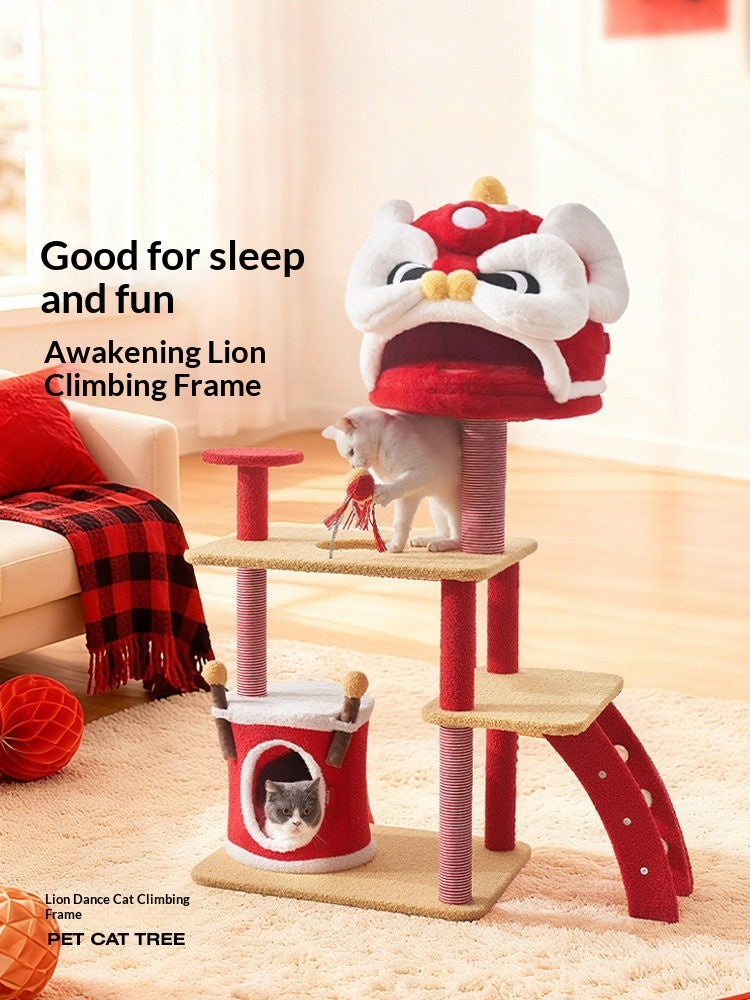Space-Saving Cat Tree – Lion Dance Climbing Frame for Small Homes - TailTiddy