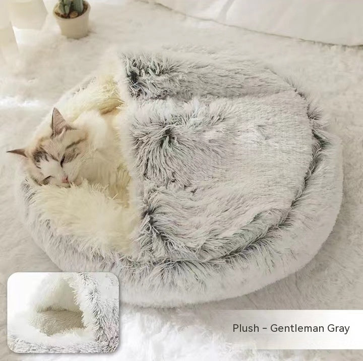 2 in 1 Warm Winter Pet Bed – Plush & Crystal Velvet Cushion for Cats and Dogs - TailTiddy