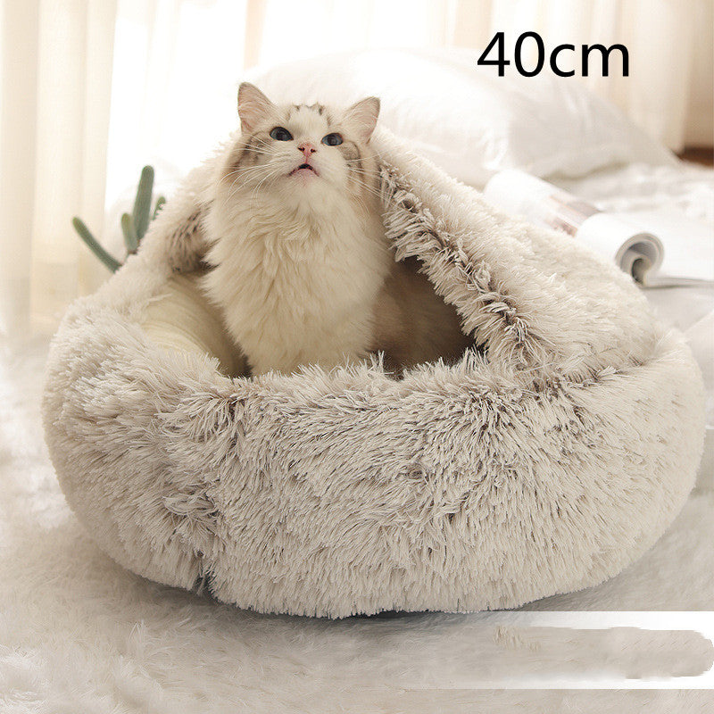 2 in 1 Warm Winter Pet Bed – Plush & Crystal Velvet Cushion for Cats and Dogs - TailTiddy