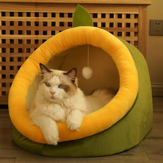 Cave House for Cats Semi-Enclosed Warm Pet Nest - TailTiddy