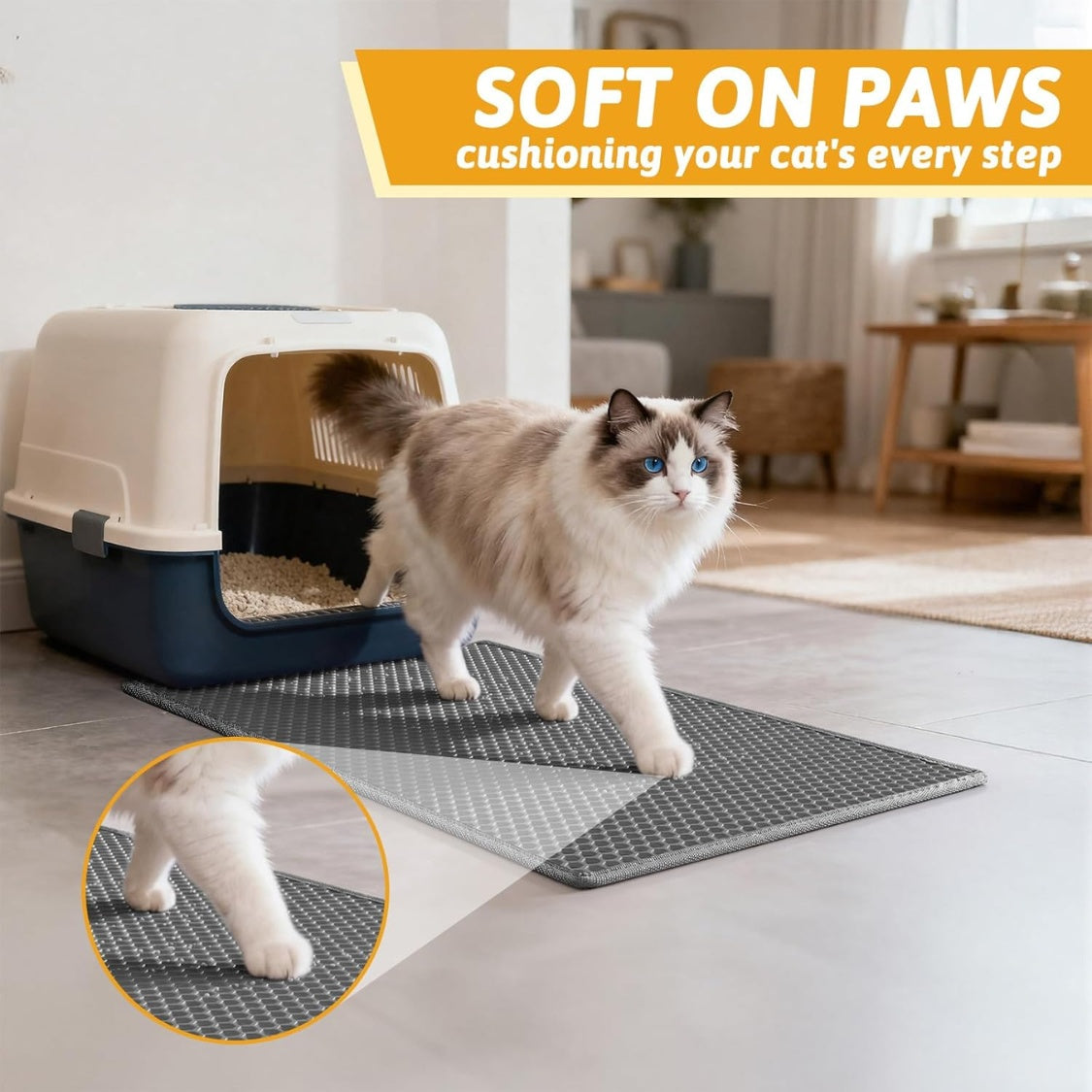 Cat Litter Mat – Double-Layer Waterproof Litter Trapping Mat with Honeycomb Design - TailTiddy