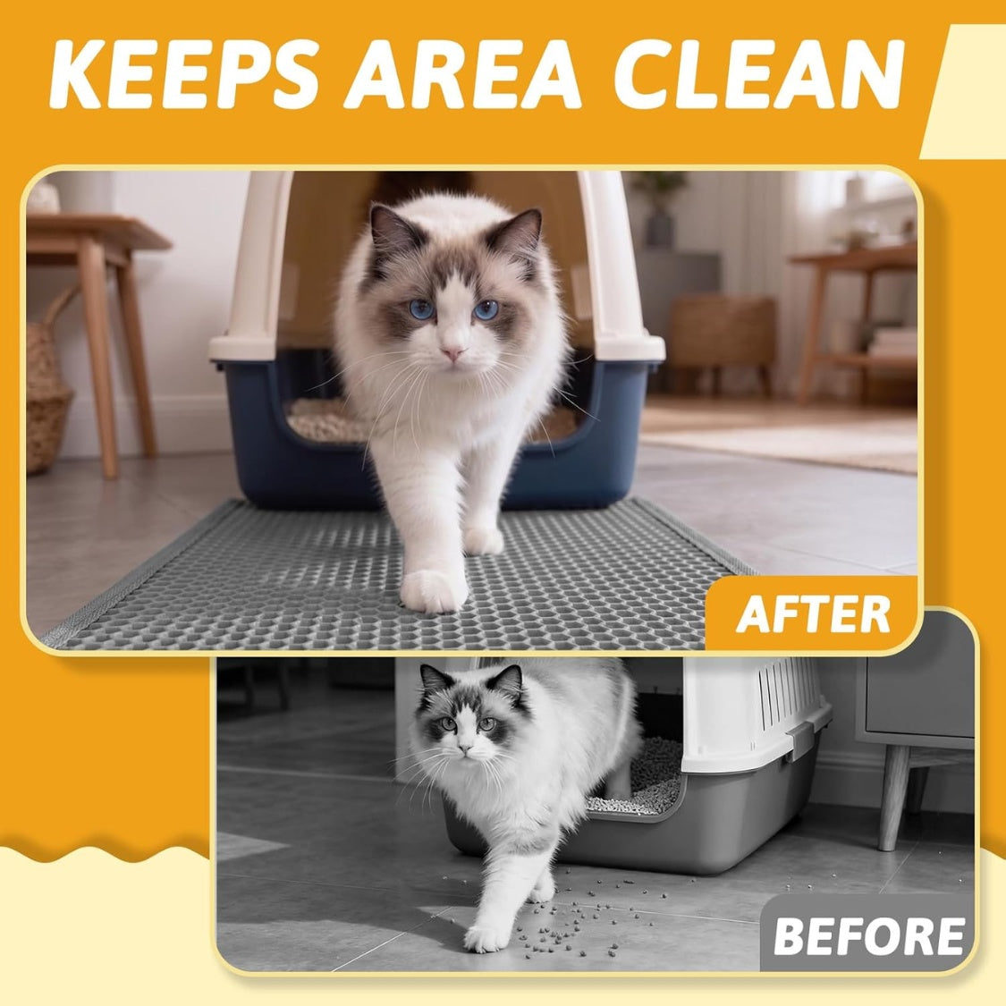 Cat Litter Mat – Double-Layer Waterproof Litter Trapping Mat with Honeycomb Design - TailTiddy
