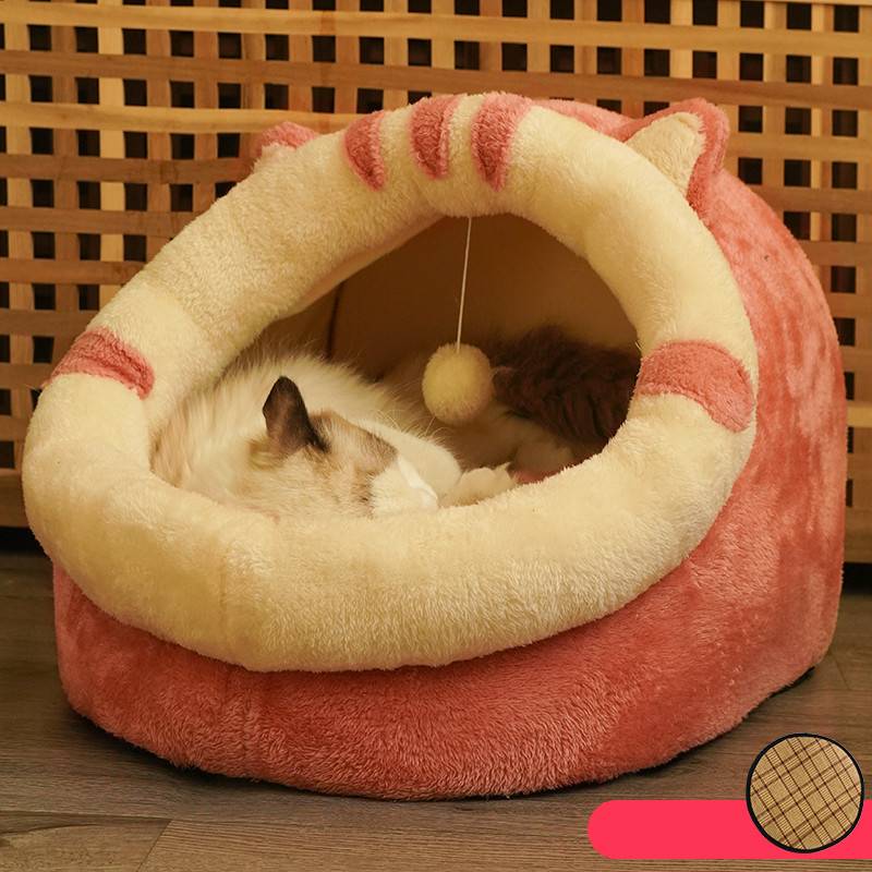 Cave House for Cats Semi-Enclosed Warm Pet Nest - TailTiddy