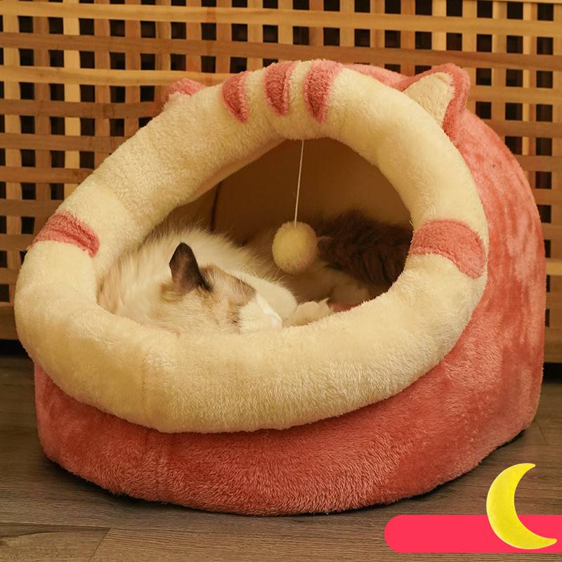 Cave House for Cats Semi-Enclosed Warm Pet Nest - TailTiddy