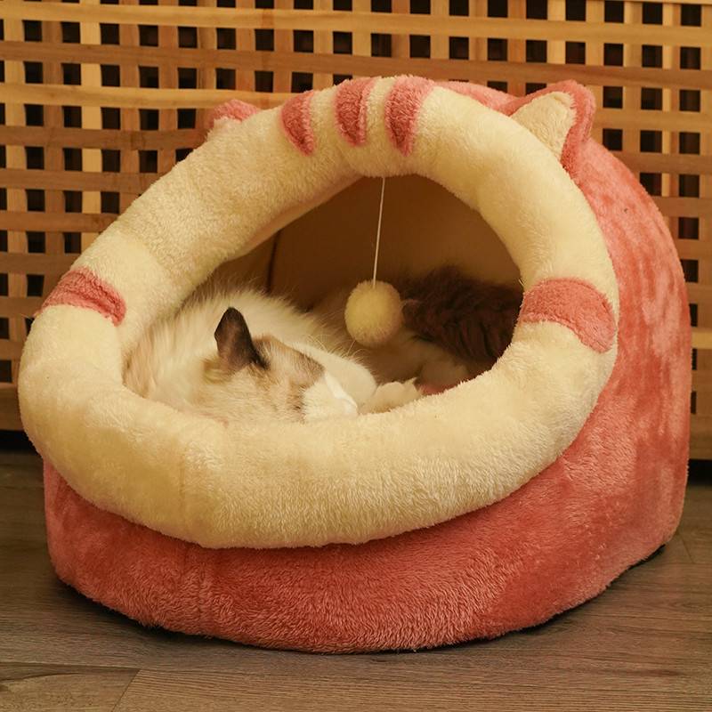 Cave House for Cats Semi-Enclosed Warm Pet Nest - TailTiddy