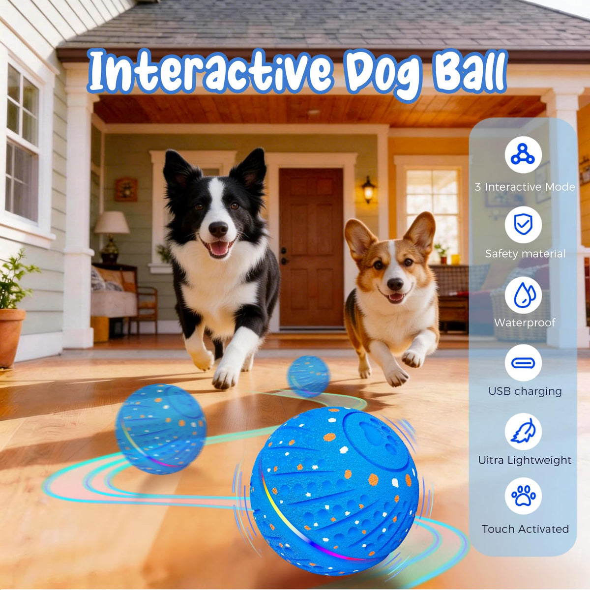 Smart Interactive Dog Ball: Automatic Motion-Activated Toy for Small Dogs - TailTiddy