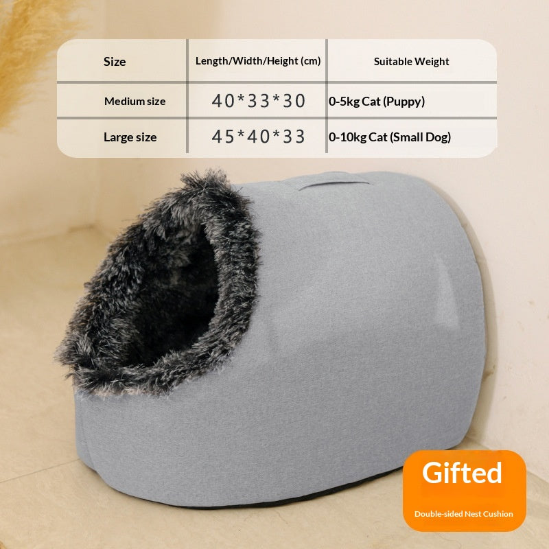 Cat Bed, Thickened And Warm For Winter, Enclosed Pet Bed, Portable For Small Dogs, Amazon Cross-Border Pet Supplies - TailTiddy
