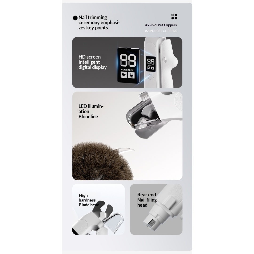 2-in-1 Electric Pet Nail Clipper & Grinder For Dogs & Cats - TailTiddy