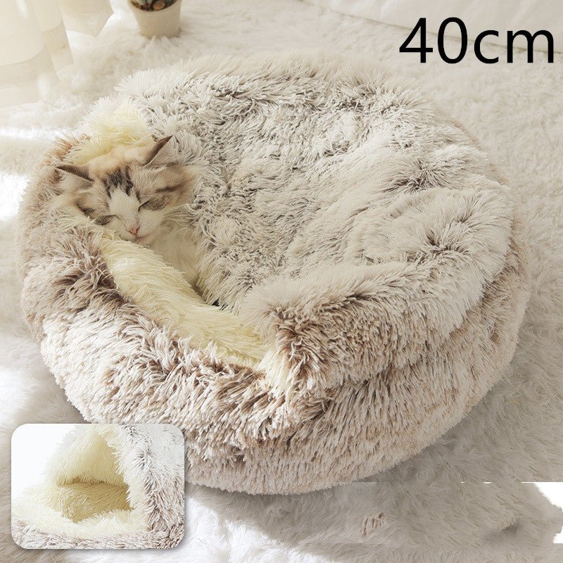 2 in 1 Warm Winter Pet Bed – Plush & Crystal Velvet Cushion for Cats and Dogs - TailTiddy