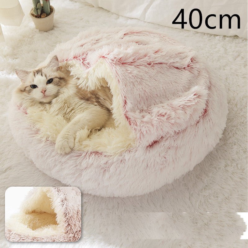 2 in 1 Warm Winter Pet Bed – Plush & Crystal Velvet Cushion for Cats and Dogs - TailTiddy