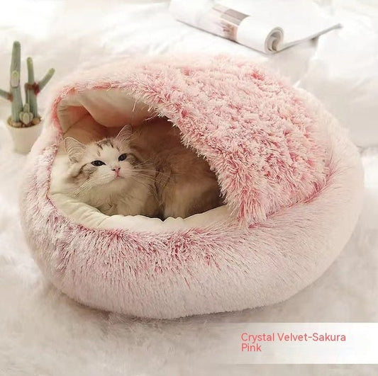 2 in 1 Warm Winter Pet Bed – Plush & Crystal Velvet Cushion for Cats and Dogs - TailTiddy