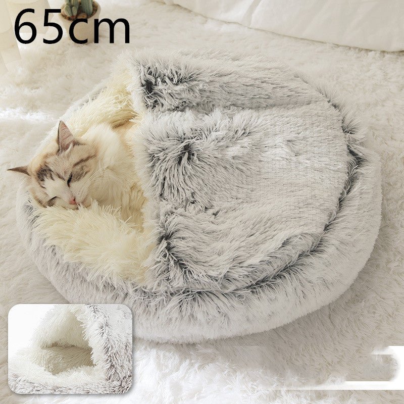 2 in 1 Warm Winter Pet Bed – Plush & Crystal Velvet Cushion for Cats and Dogs - TailTiddy