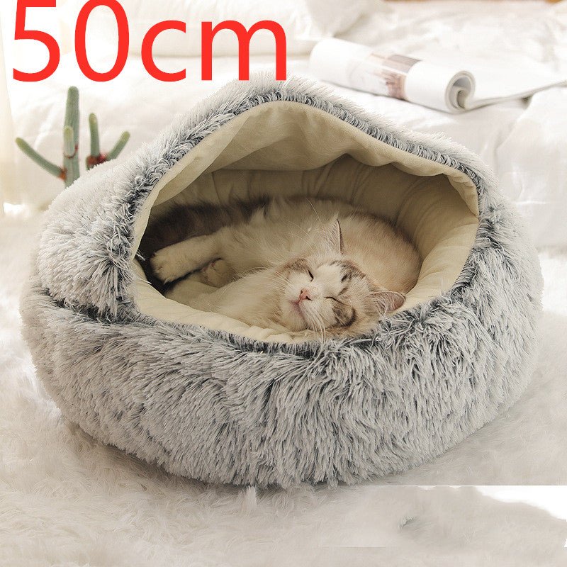 2 in 1 Warm Winter Pet Bed – Plush & Crystal Velvet Cushion for Cats and Dogs - TailTiddy