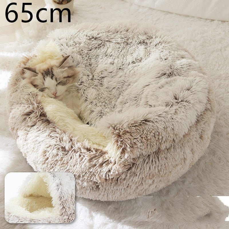 2 in 1 Warm Winter Pet Bed – Plush & Crystal Velvet Cushion for Cats and Dogs - TailTiddy