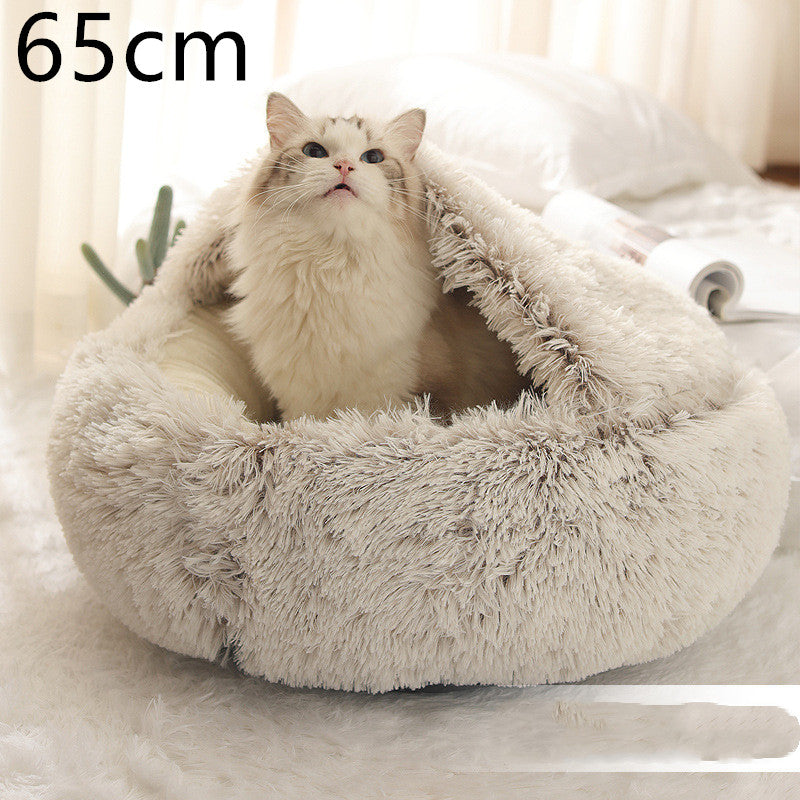 2 in 1 Warm Winter Pet Bed – Plush & Crystal Velvet Cushion for Cats and Dogs - TailTiddy