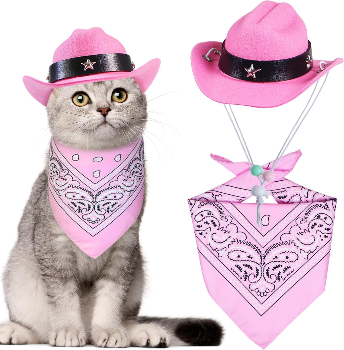 Cat Cowboy Costume Cat Cowboy Hat And Bandana Set Cat Halloween Costumes Cowboy Cat Pet Costume Funny Halloween Costumes For Cats Kittens Pets - TailTiddy
