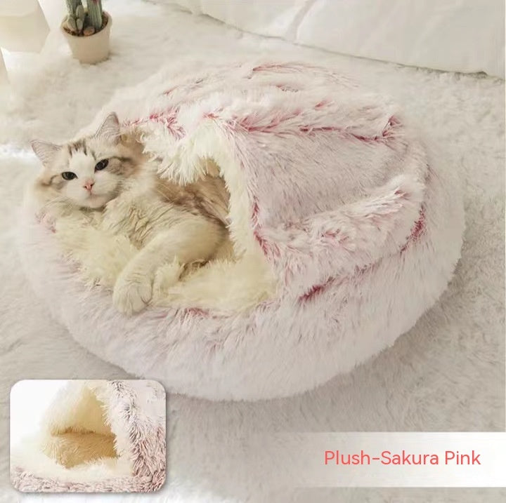2 in 1 Warm Winter Pet Bed – Plush & Crystal Velvet Cushion for Cats and Dogs - TailTiddy