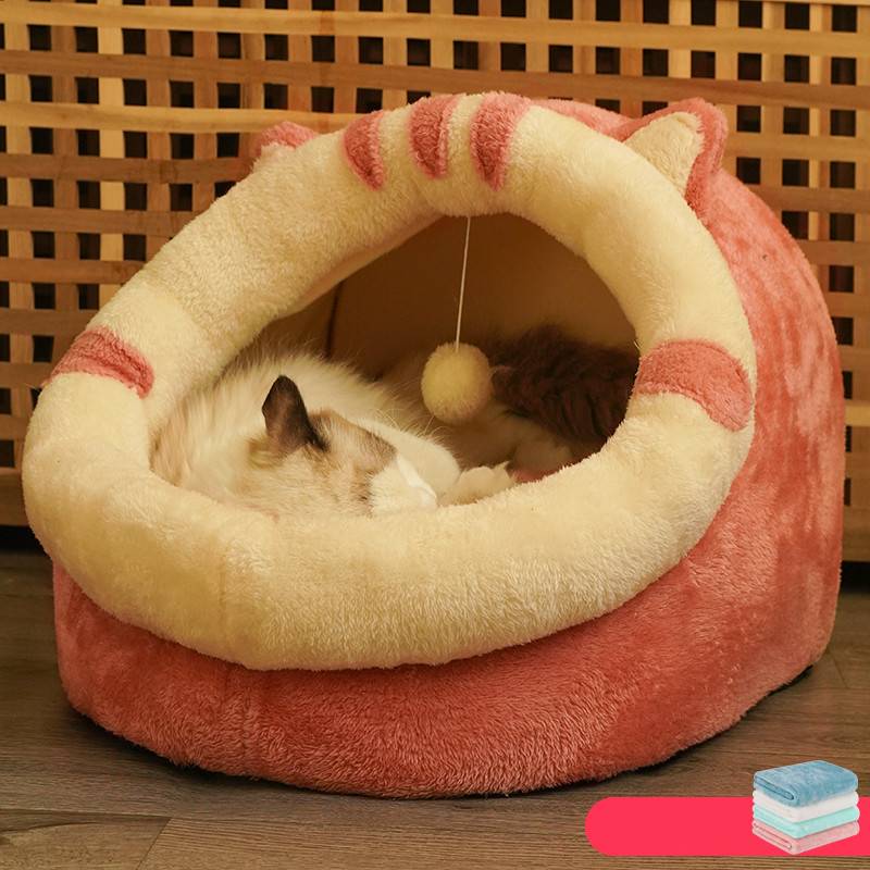 Cave House for Cats Semi-Enclosed Warm Pet Nest - TailTiddy