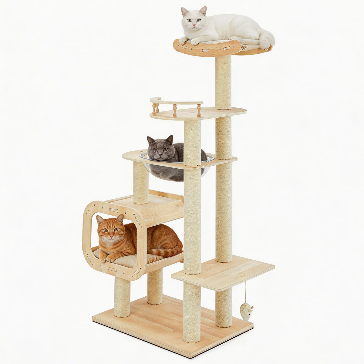 Modern Heavy-Duty No-Drill Cat Tree-Solid Wood Multi-Story Board Natural Wood Indoor Pet Furniture(LIMITTED TIME PRICE) - TailTiddy