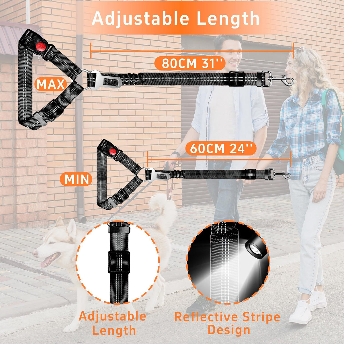 Dog Car Seat Belt Adjustable Reflective / Dog Security Harness For Car Headrest - TailTiddy