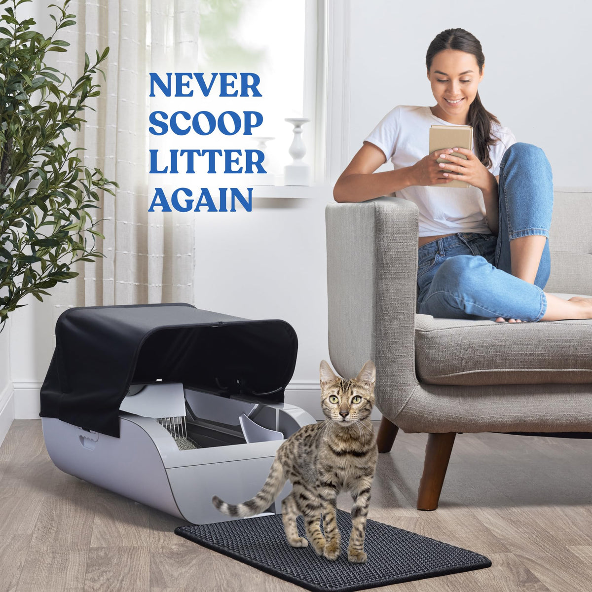 Smart Cat Litter Box Cat Litter Box Wide Opening - TailTiddy