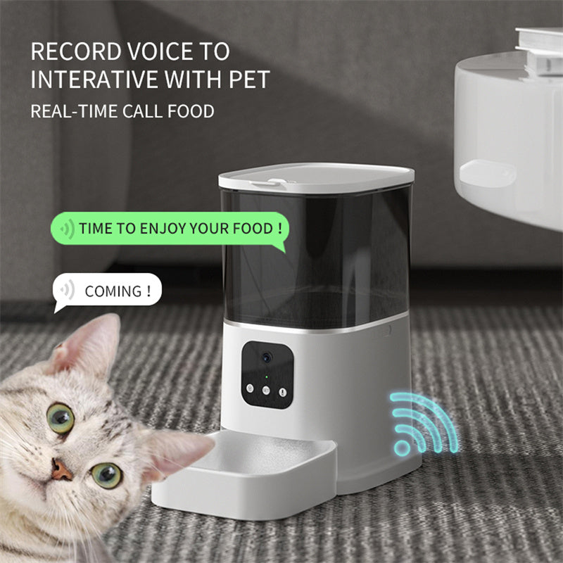 Pet Automatic Feeder Large Capacity Smart Voice Recorder APP Control Timer Feeding Cat Dog Food Dispenser With WiFi Pet Bo - TailTiddy