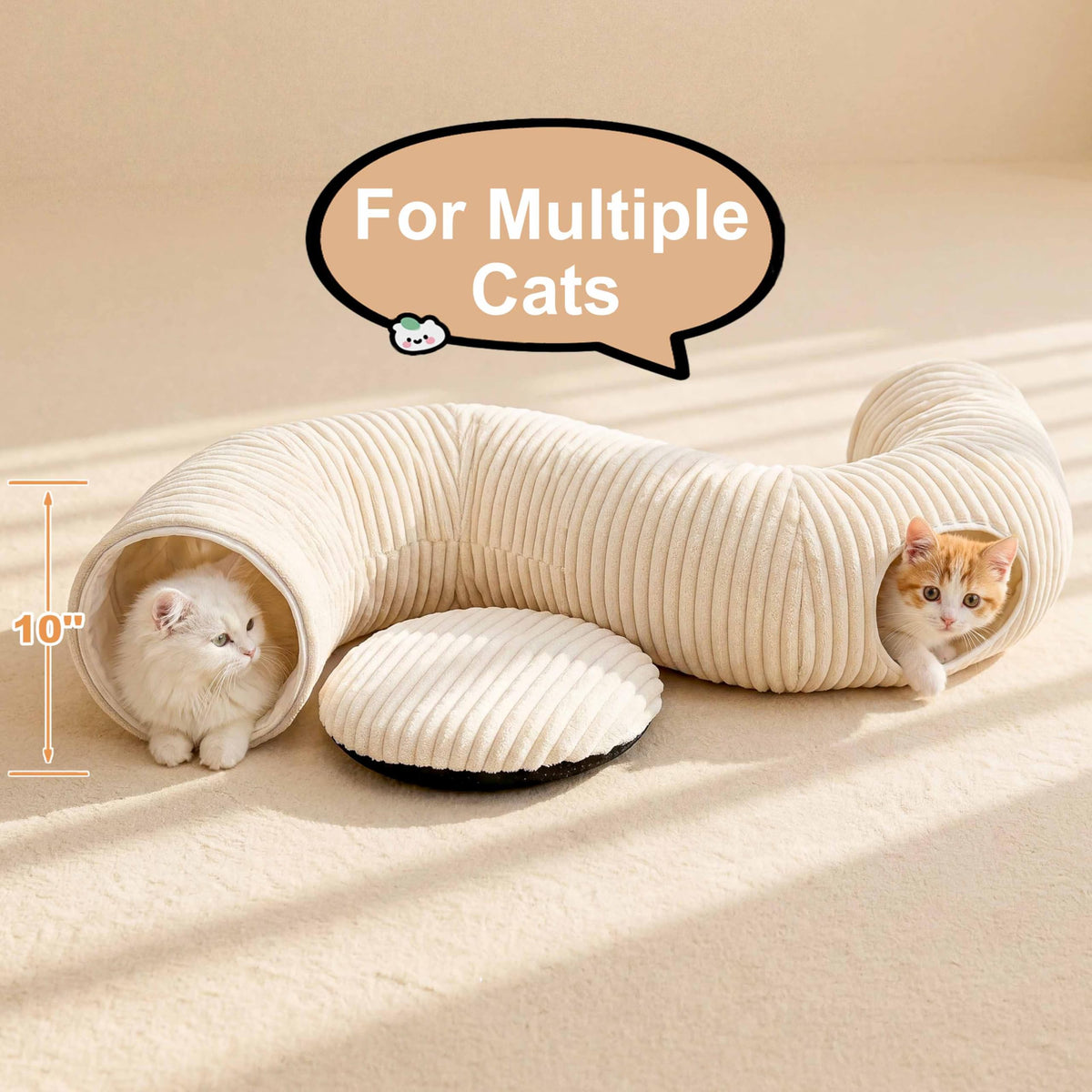 Cat Tunnel Bed with Interactive Toys – Collapsible Round Play Tunnel for Indoor Cats - TailTiddy