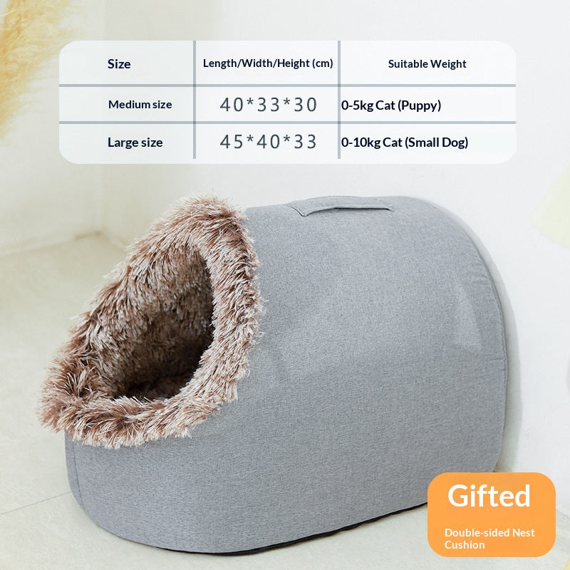 Cat Bed, Thickened And Warm For Winter, Enclosed Pet Bed, Portable For Small Dogs, Amazon Cross-Border Pet Supplies - TailTiddy