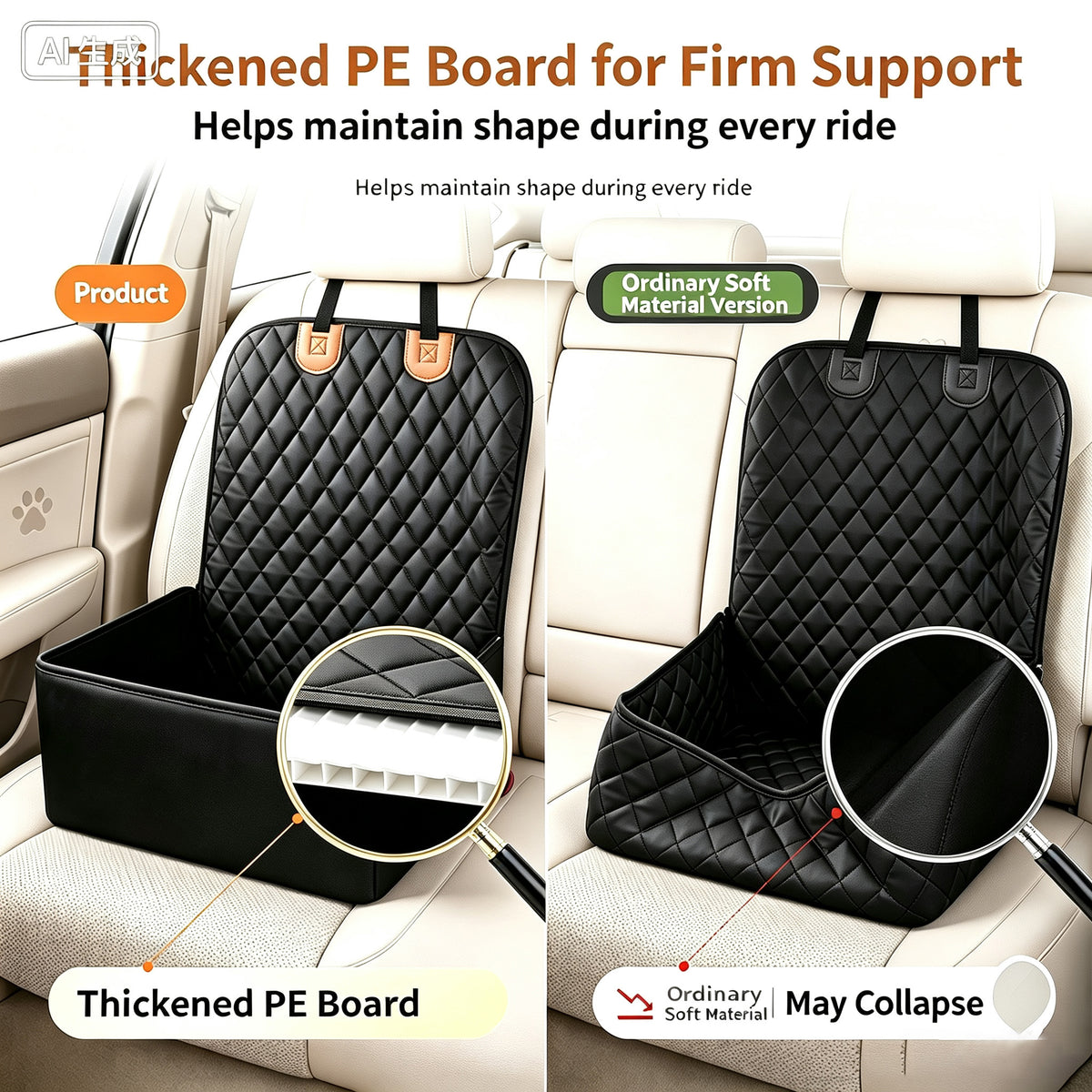 Pet Car Seat Cover Portable Fold Able Dog Cat Travel Carrier Waterproof Anti Scratch Pet Booster Bed For Car Back Seat - TailTiddy