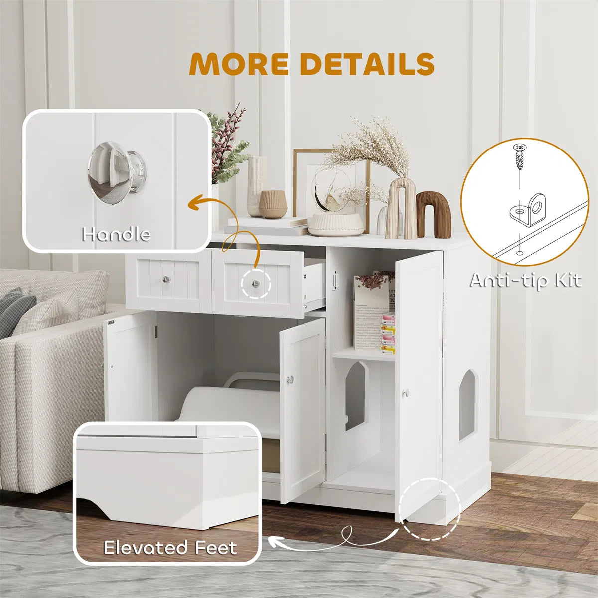 Cat Litter Box, Cat Litter Box Enclosure - TailTiddy