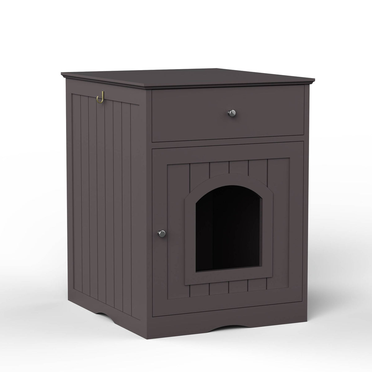 Wooden Pet House Cat Litter Box Enclosure with Drawer & Side Table – Indoor Pet Crate & Nightstand - TailTiddy