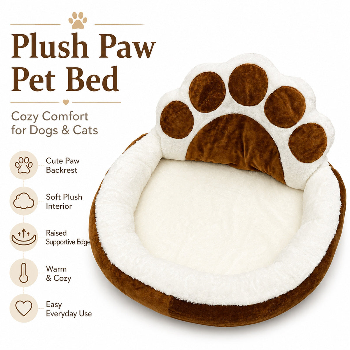 Open-Style Paw-Shaped Design, Soft And Comfortable Dog Sleeping Bed, Suitable For All Pets - TailTiddy