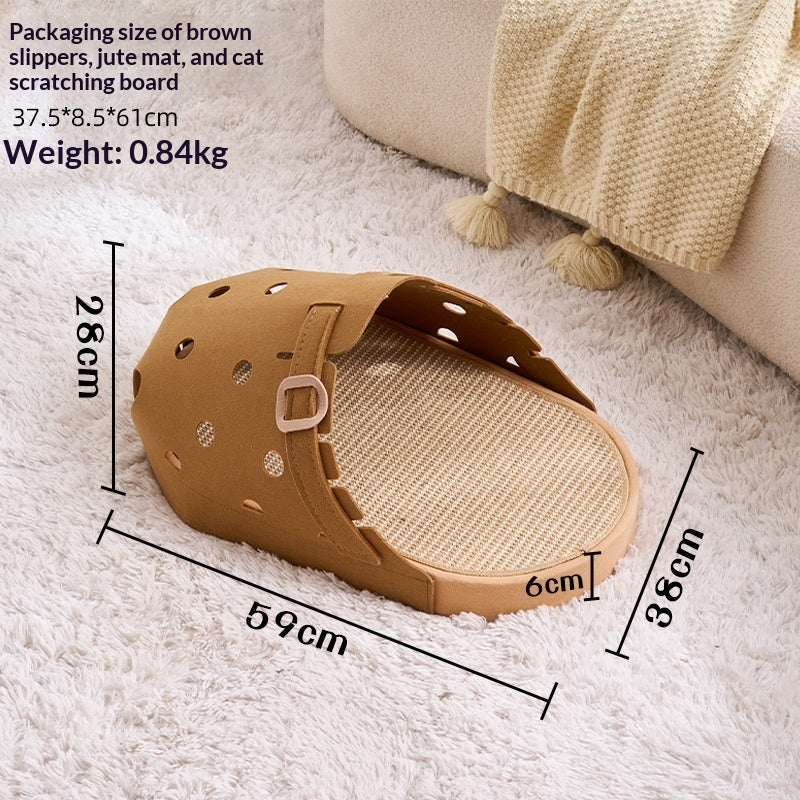 Slipper-Shaped Felt Cat Bed with Integrated Scratching Board - TailTiddy