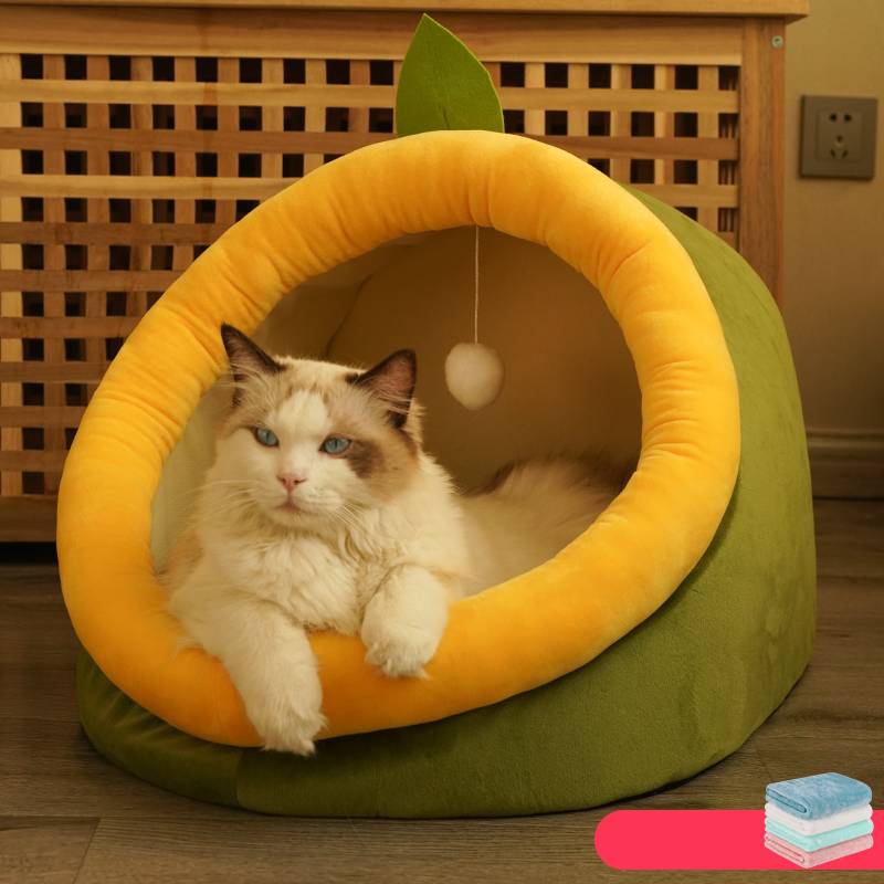Cave House for Cats Semi-Enclosed Warm Pet Nest - TailTiddy
