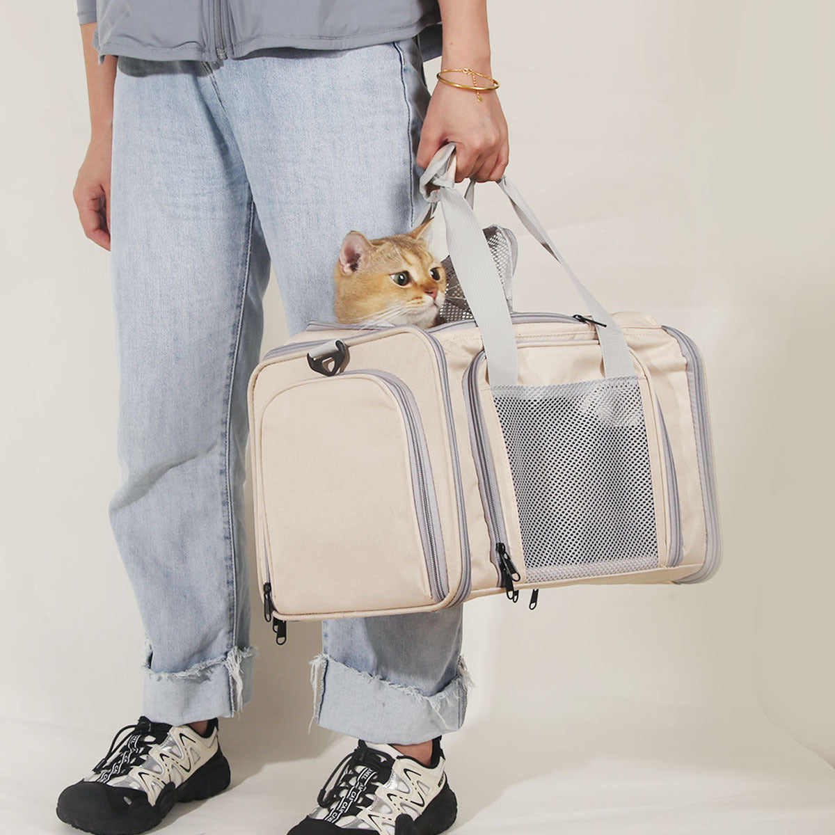 Portable Outdoor Cat Carrier – All-Weather Breathable Expandable Pet Bag for Dogs & Cats - TailTiddy