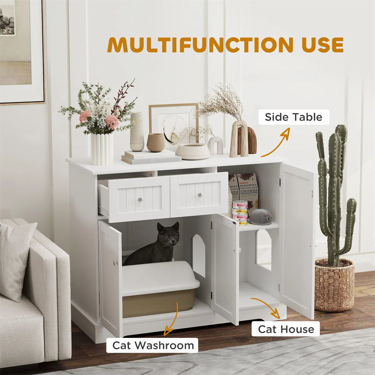 Cat Litter Box, Cat Litter Box Enclosure - TailTiddy