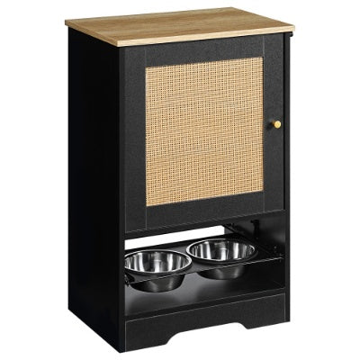 Hidden Pet Feeding Station with Storage Cabinet, 2 Elevated Dog Bowls & Side Hooks (Premium Product) - TailTiddy