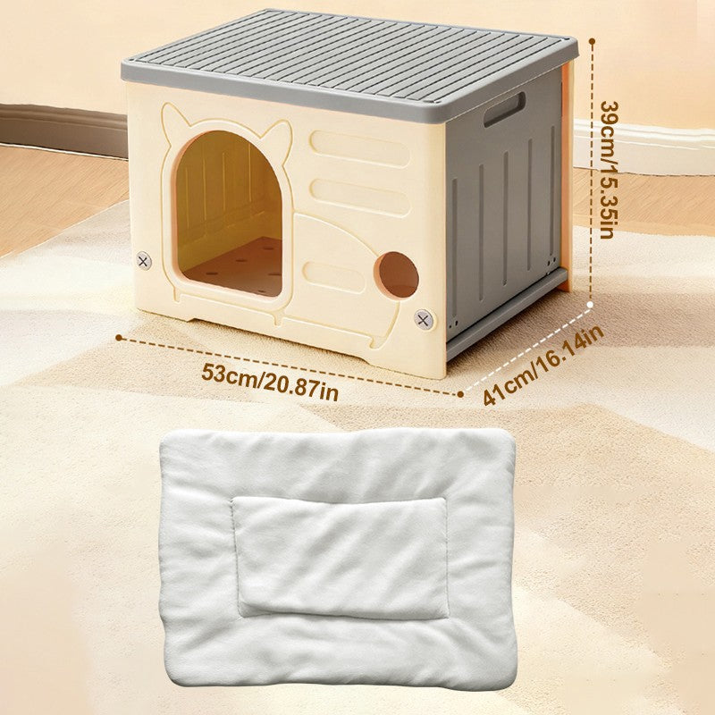 All-Weather Insulated Cat House & Pet Kennel – Waterproof, Collapsible Indoor/Outdoor Pet House - TailTiddy