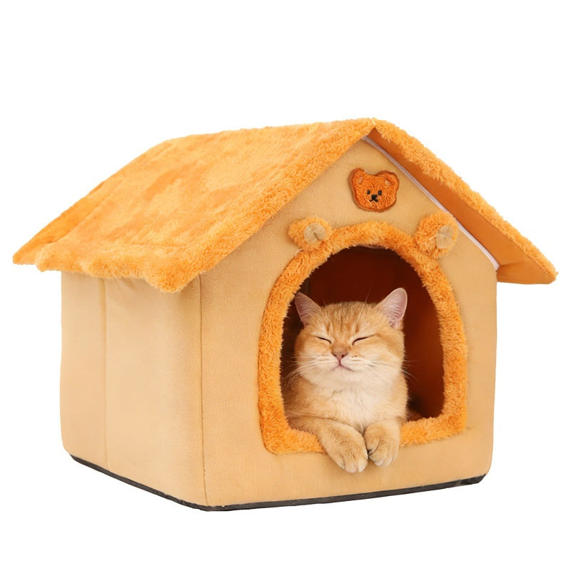 Enclosed Cat & Dog House – Winter Warm, All-Season Bed with Removable & Washable Cushion(Premium Product) - TailTiddy