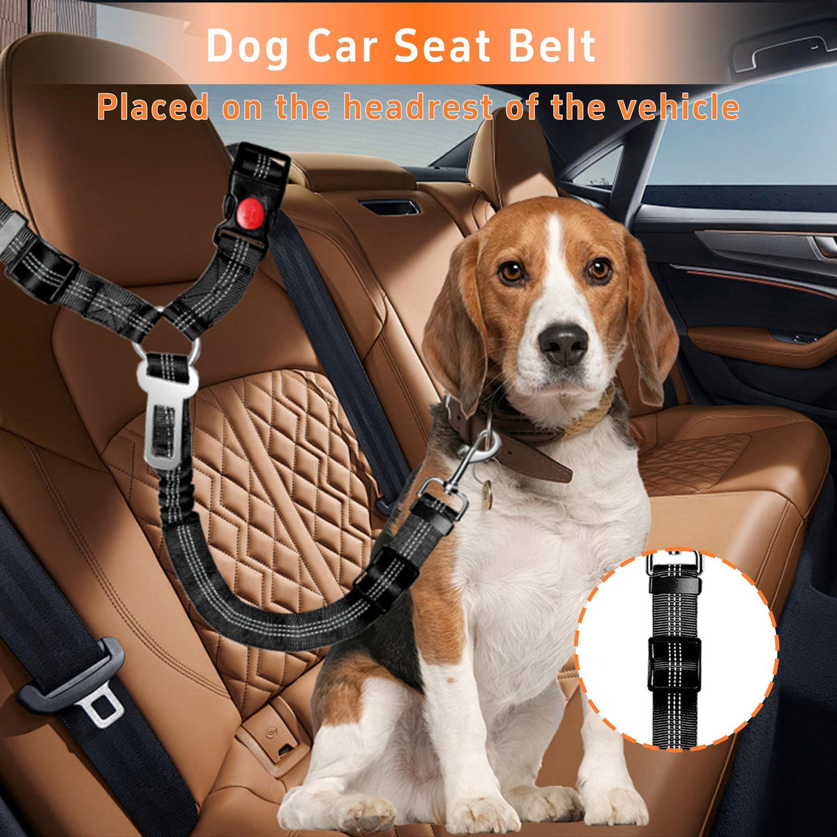 Dog Car Seat Belt Adjustable Reflective / Dog Security Harness For Car Headrest - TailTiddy