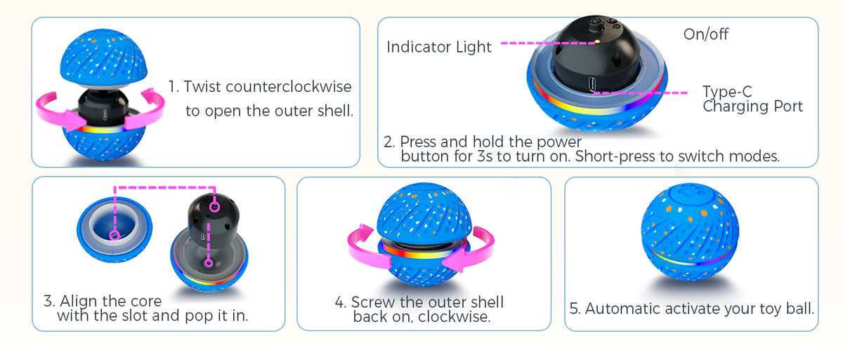 Smart Interactive Dog Ball: Automatic Motion-Activated Toy for Small Dogs - TailTiddy